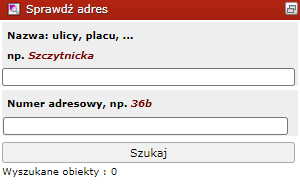 Wyszukiwarka - Sprawdź adres
