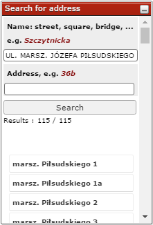Address points associated with a street Address points associated with a street