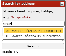 Street search autocompletion Street search autocompletion