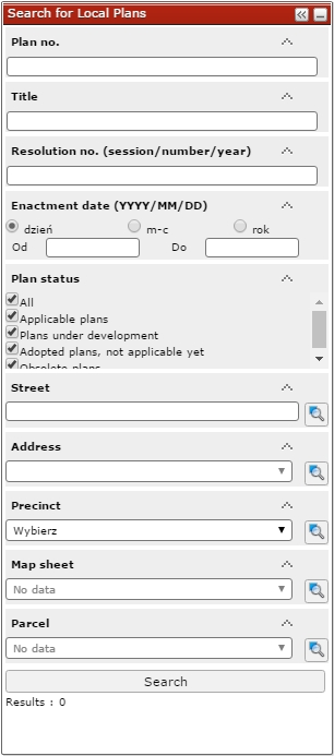 Search for local plans widget Search for local plans widget