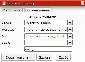 Widok formatki selekcji atrybutów