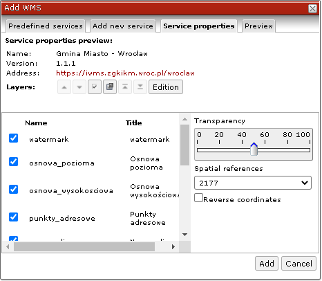 Configure WMS service