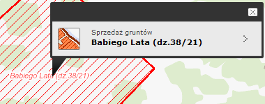 Okno informcyjne nieruchomości