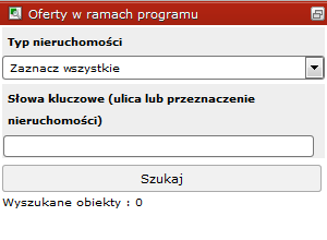 Formatka wyszukiwania ofert nieruchomości