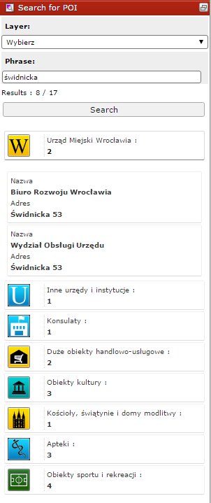 Formatka wyszukiwania POI Formatka wyszukiwania POI