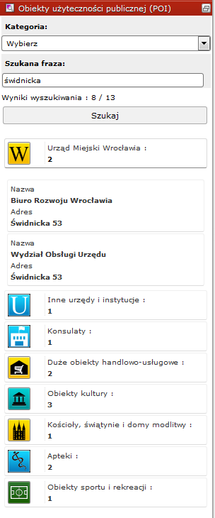Formatka wyszukiwania POI Formatka wyszukiwania POI