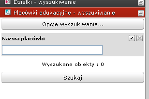 Formatka wyszukiwania placówek edyukacyjnych
